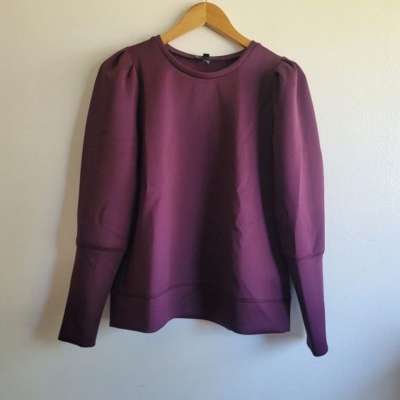 Stella & Dot,‎ Puff Sleeve Pullover, Burgundy Neoprene, Size Medium - Picture 5 of 8
